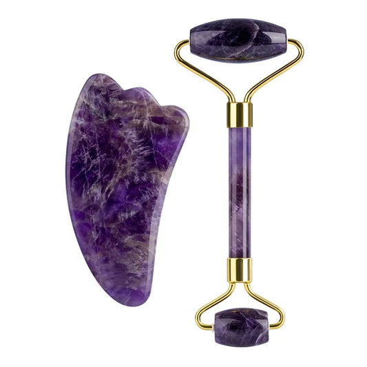 Amethyst Gua Sha & Jade Roller Set